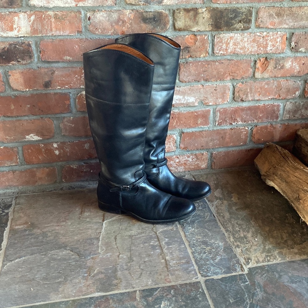 Ladies black leather Frye boots size 7 - Picture 4 of 9